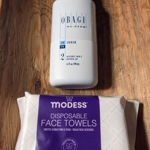 Obagi Nu-Derm Toner with Modess Purple Face Towels Set